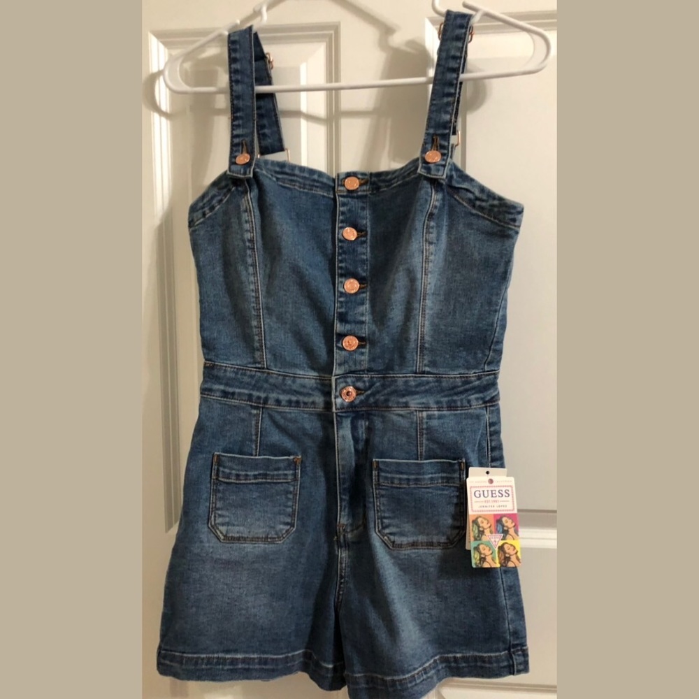 Guess Denim Blue Button-Front Romper